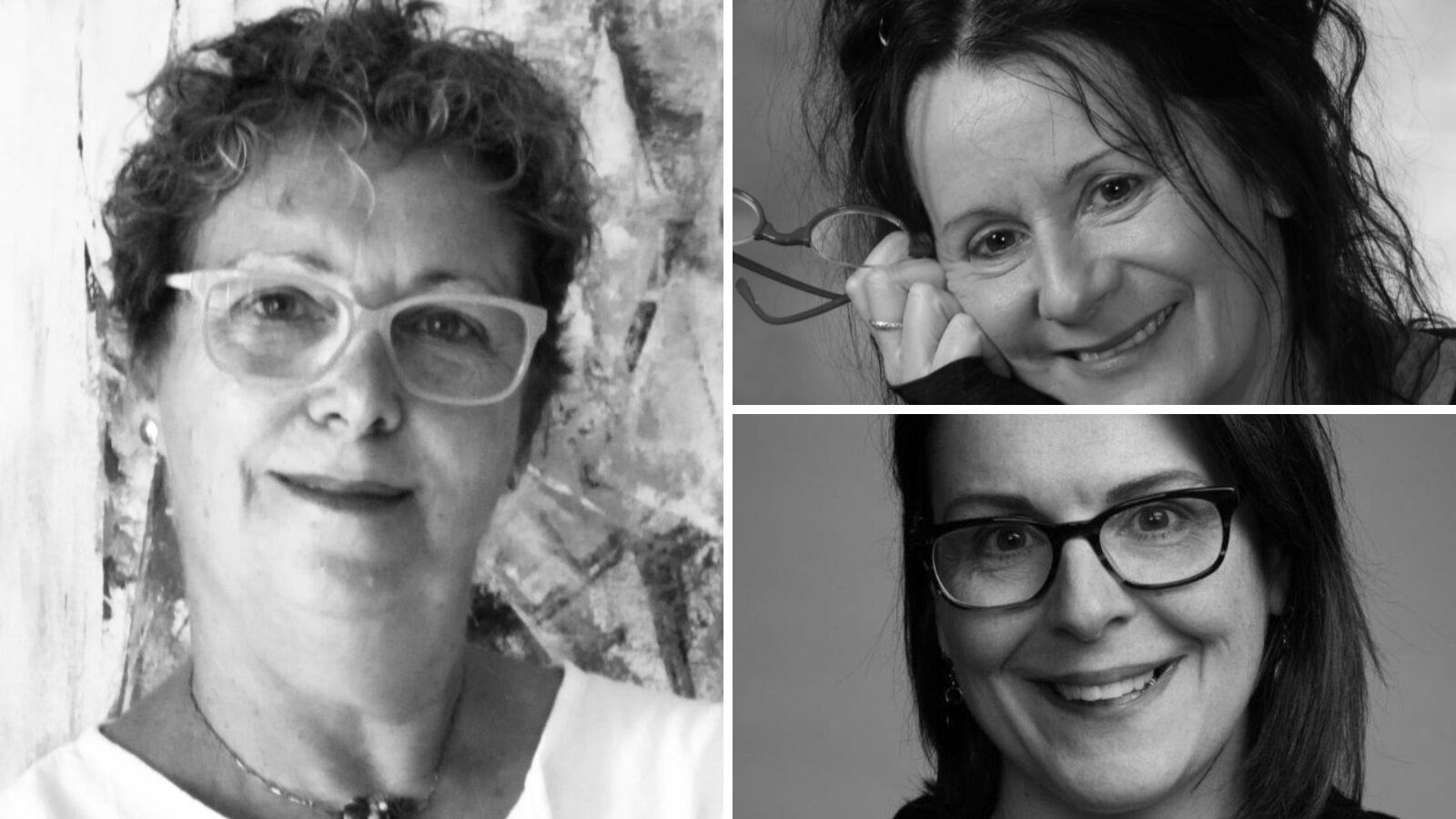 Les lauréates 2019 du Prix international Saint-Denys-Garneau : Majella Poirier, peintre, Arianne Themens, écrivaine et artiste visuelle, et Jocelyne Landry, poète écrivaine