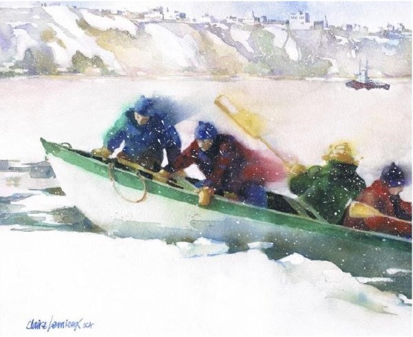 Aquarelle de Claire Lemieux, sca : Le troisième lien.