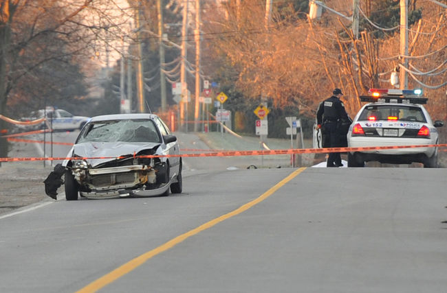 <p>Accident mortel survenu sur le Boulevard Sainte-Rose à Laval, vers 4h15, le 18 novembre 2012. PASCAL GIRARD/AGENCE QMI
