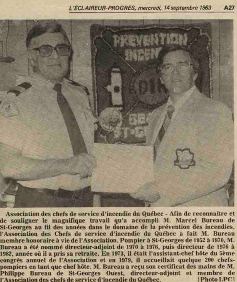 Marcel Bureau honoré en 1983