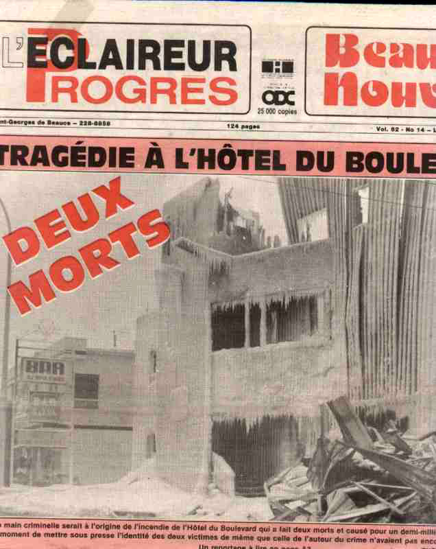 Incendie criminelle à l'Hotel du Boulevard