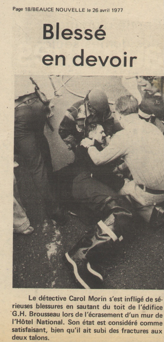 Blessé en devoir le 26 avril 1977