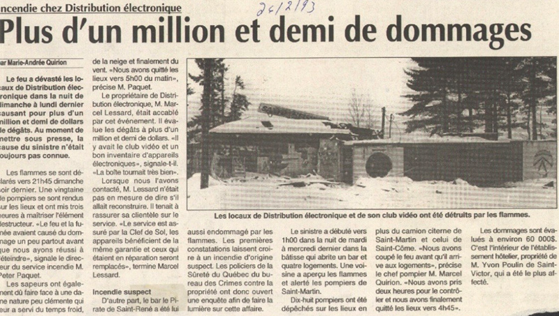 Incendie chez Distribution Electronique