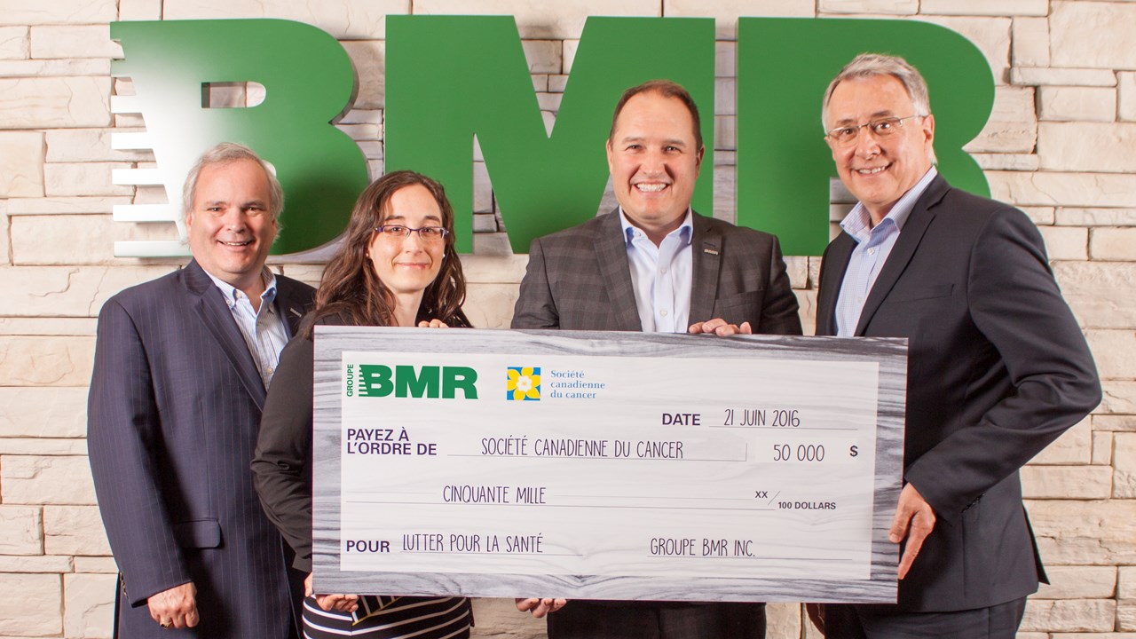 Don de 50 000 $ à la Société canadienne du cancer de la part du Groupe BMR