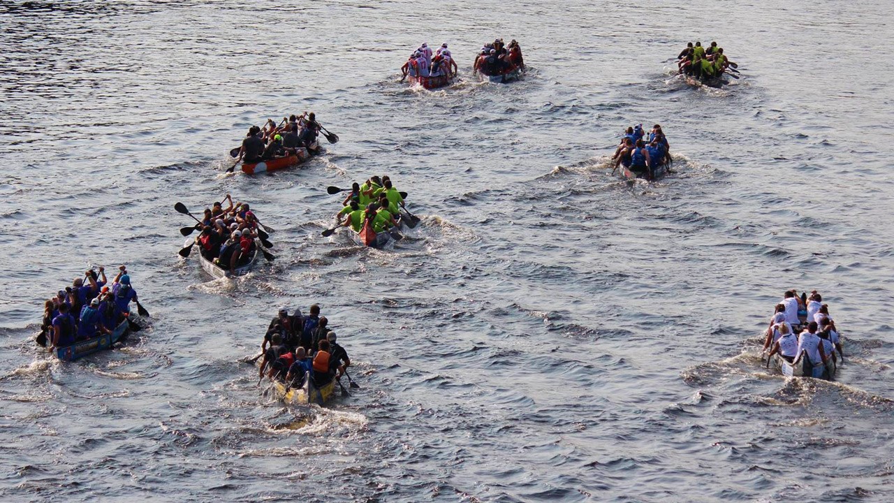 Course de rabaskas sur la rivière Chaudière à Saint-Georges le 6 août