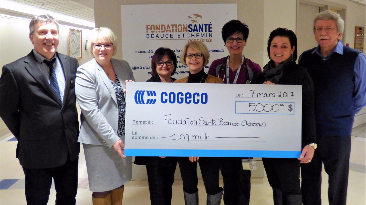Cogeco remet 5 000 $ à la Fondation Santé Beauce-Etchemin