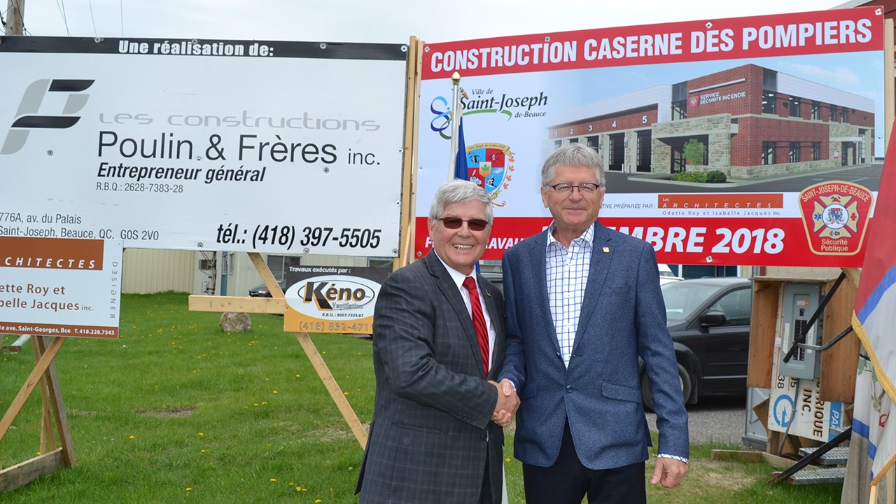 Plus de 2,2 M$ pour la construction d'une caserne de pompiers à St-Joseph