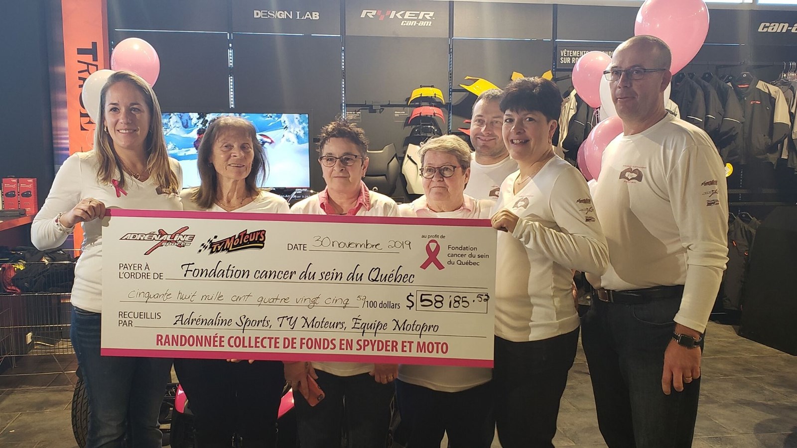 Randonnée collecte de fonds Spyder et moto remet 58 185,52 $ pour la Fondation du cancer du sein
