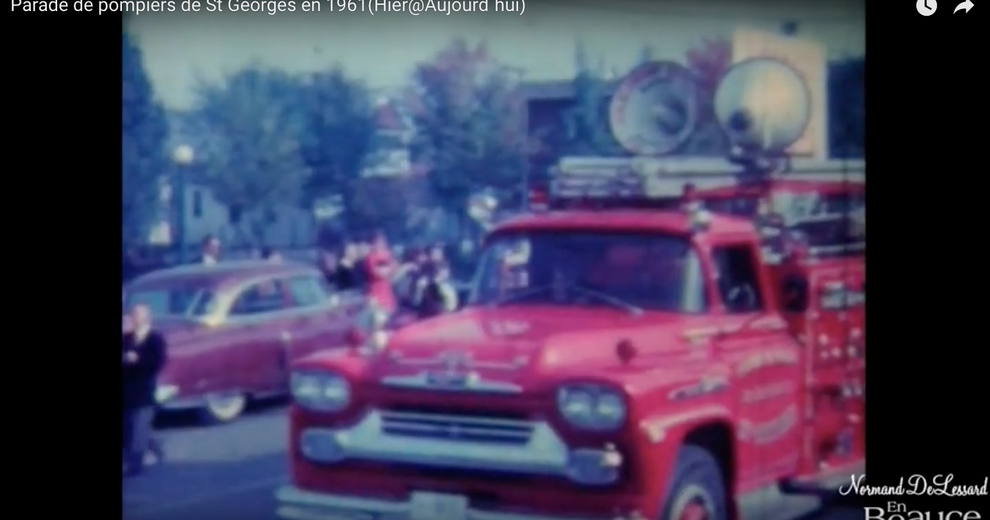 Normand DeLessard présente la parade des pompiers de Saint-Georges en 1961
