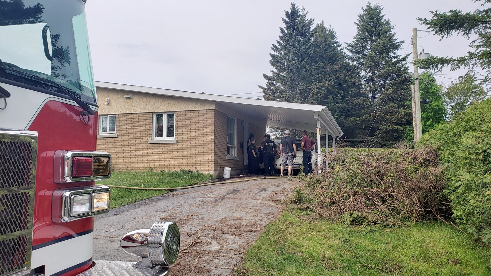 Incendie volontaire dans un jardin résidentiel 