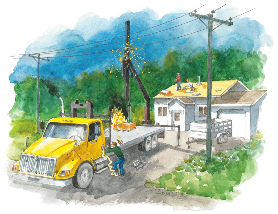 Prudence lors de travaux près d’une ligne électrique aérienne sous tension