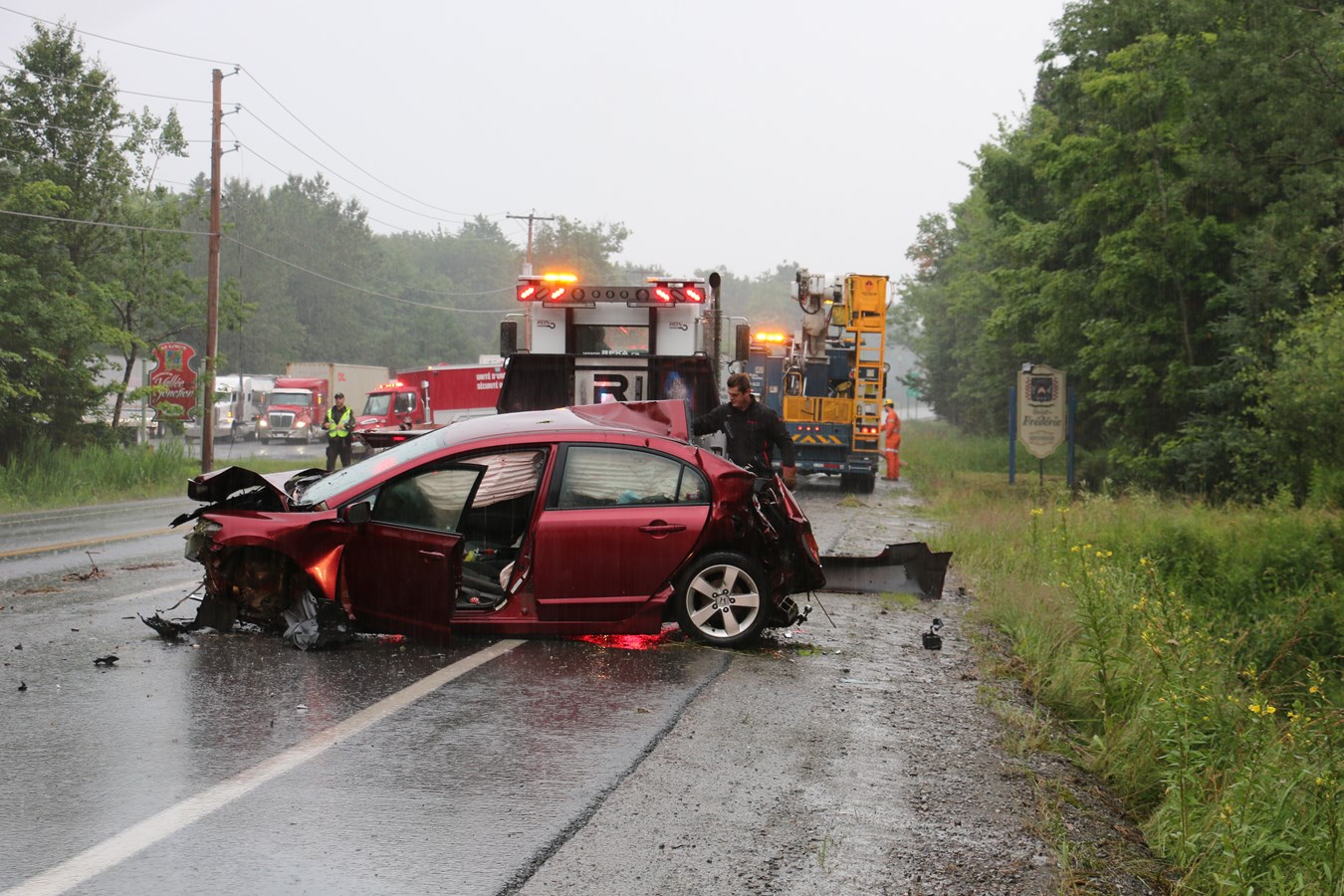 Sortie de route entre Saint-Frédéric et Vallée-Jonction