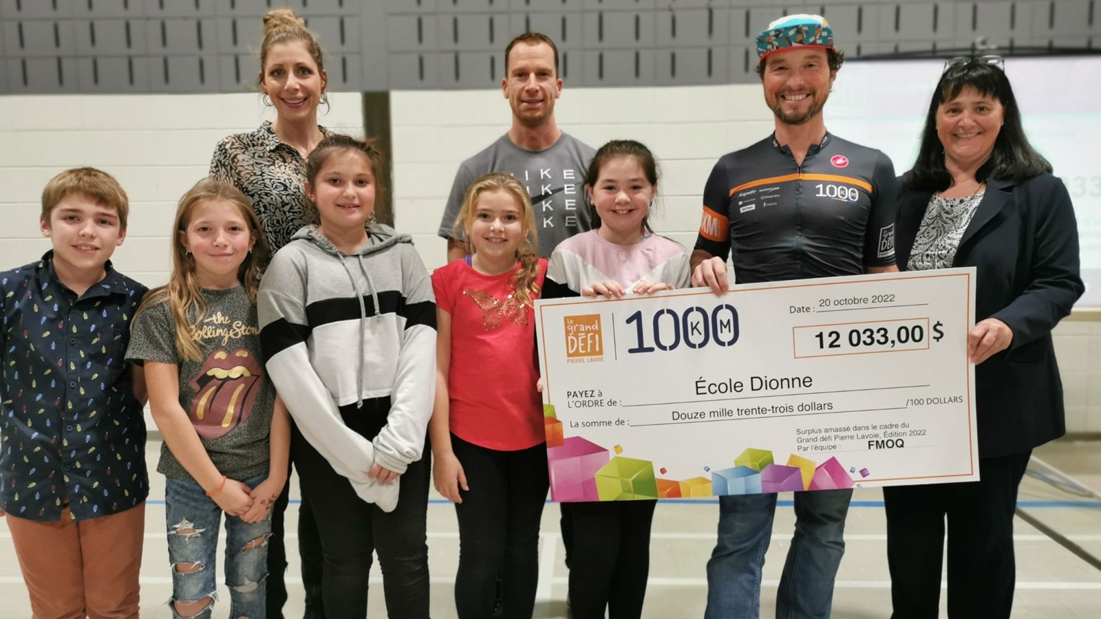 Promotion de l'activité physique: don de 12 000 $ à l'école Dionne