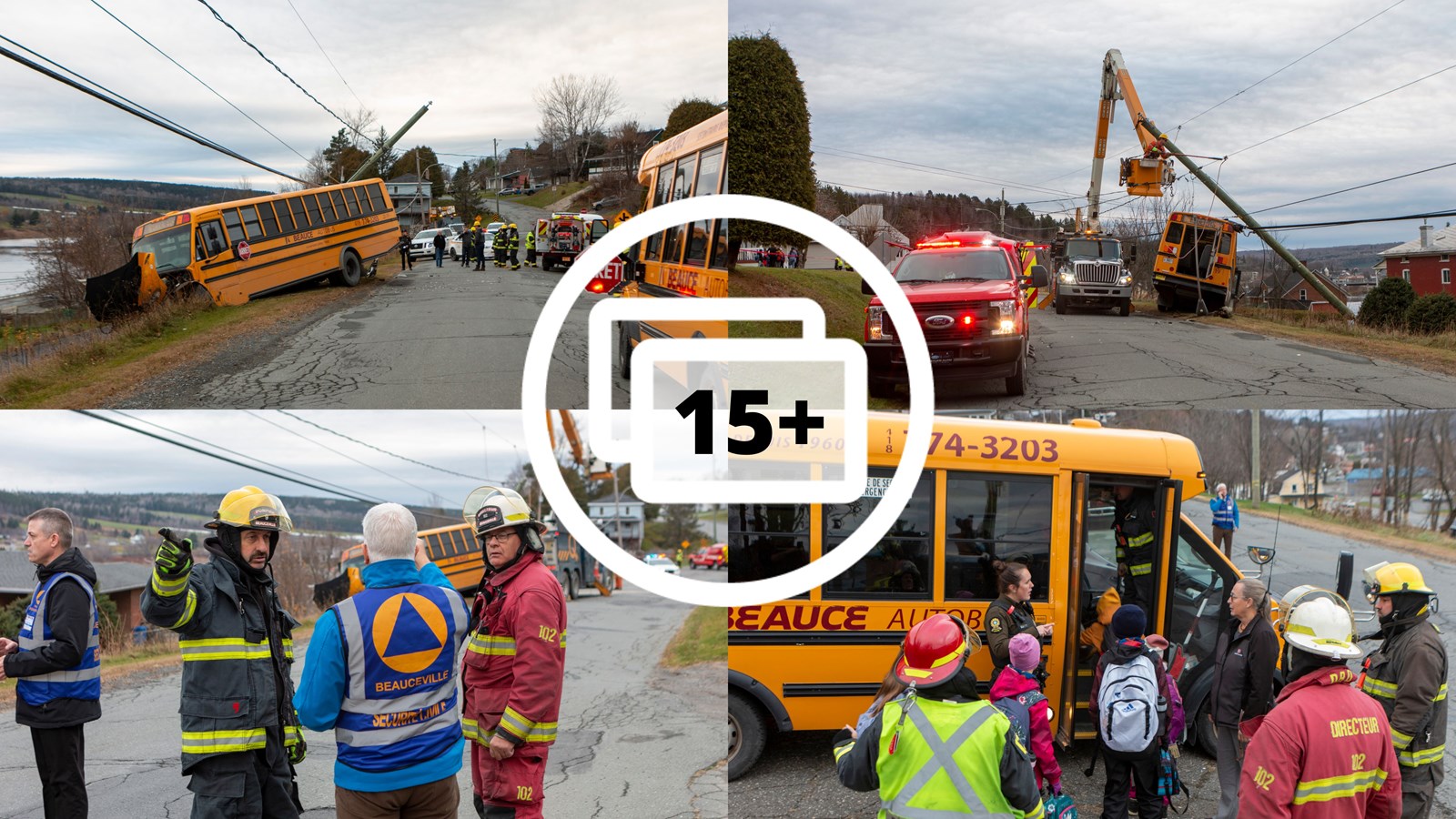 Accident d'autobus scolaire: la conductrice et deux élèves transportés à l'hôpital