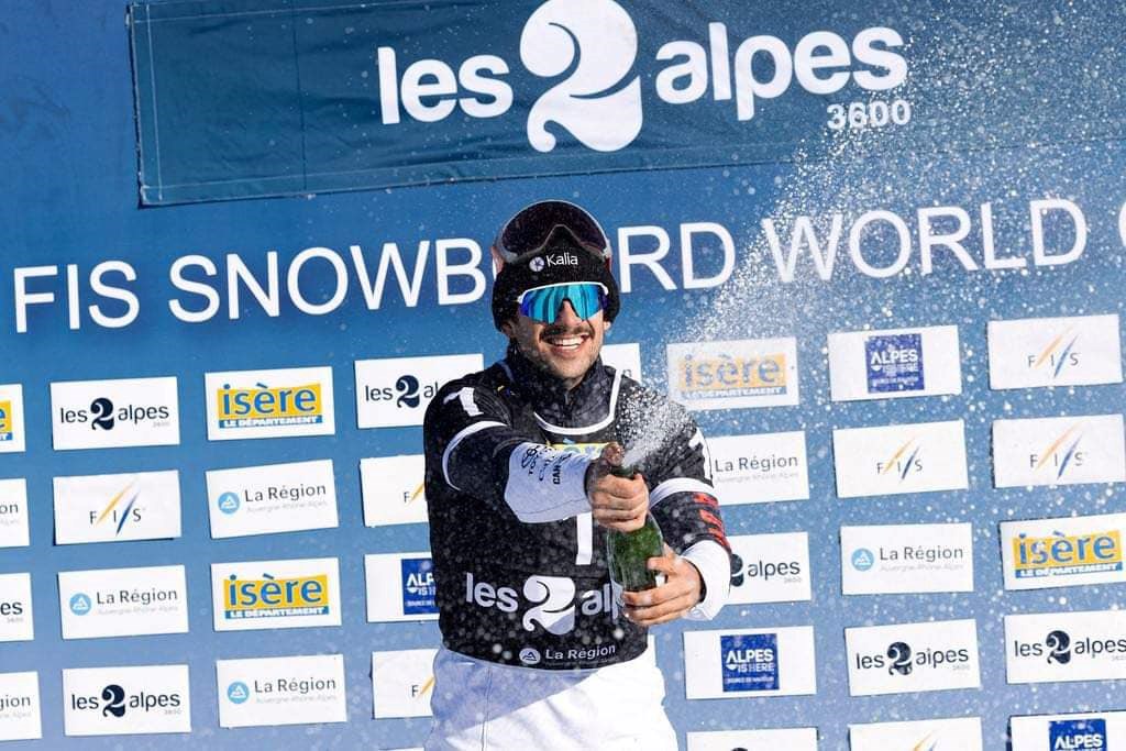 Eliot Grondin en action sur la neige italienne en fin de semaine