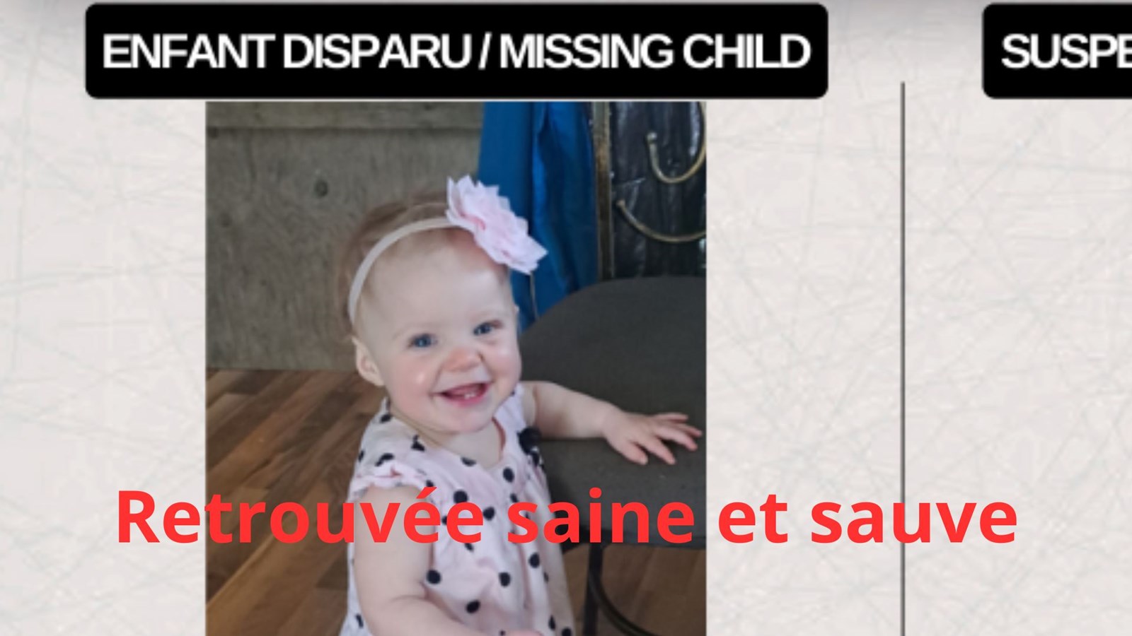 Alerte AMBER: l'enfant retrouvée saine et sauve