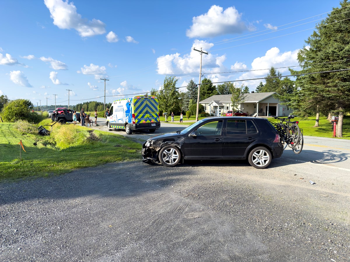 Accident impliquant deux véhicules à Saint-Éphrem