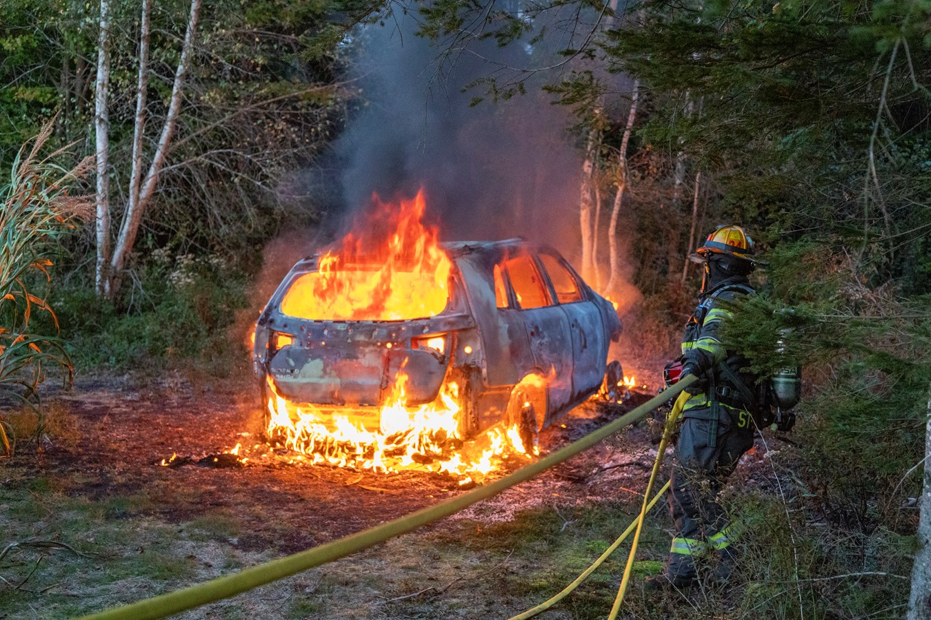 Véhicule en feu à Saint-Joseph-de-Beauce
