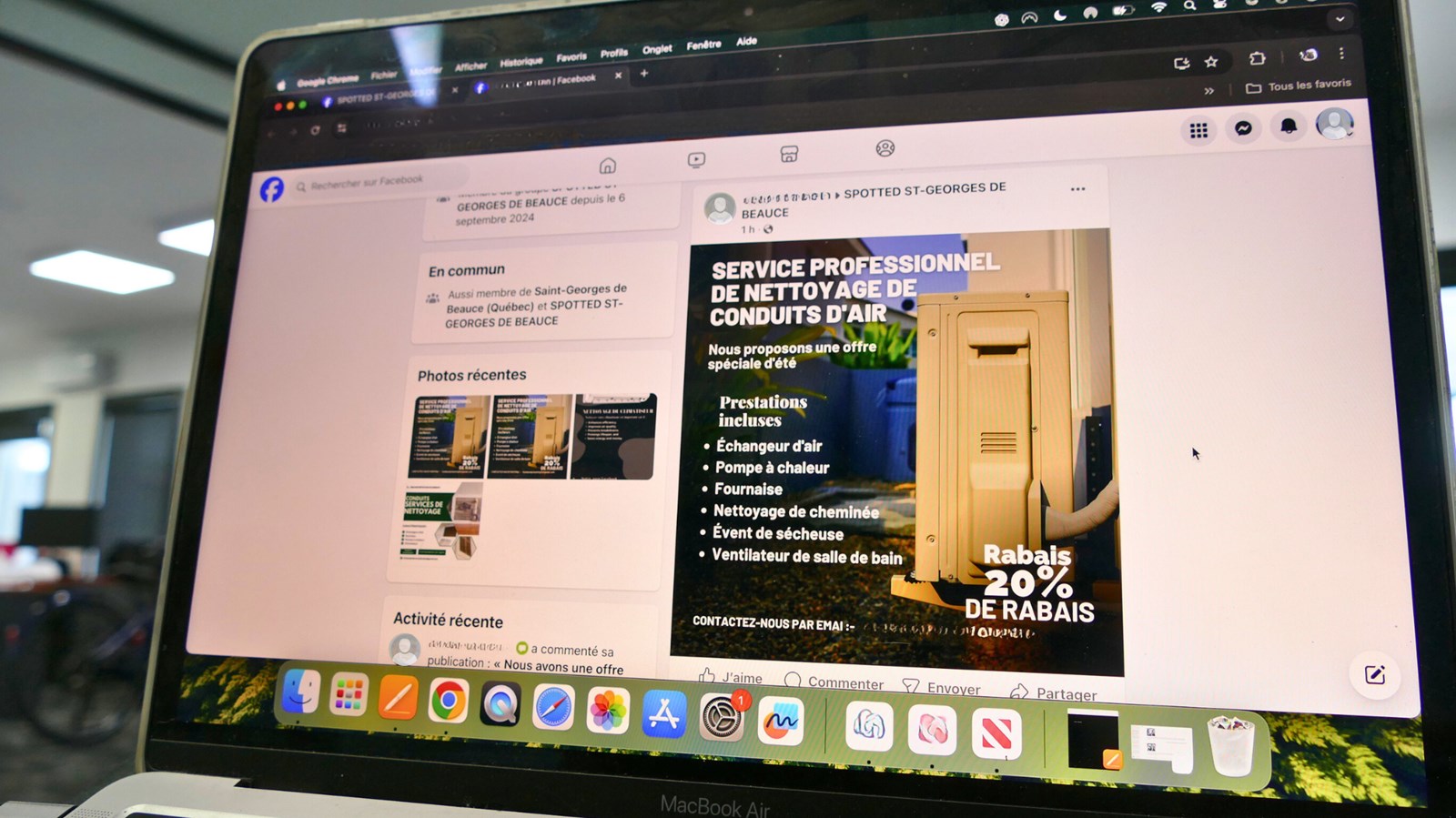 Arnaques sur Facebook : ces faux services de nettoyage qui ciblent les résidents de la Beauce