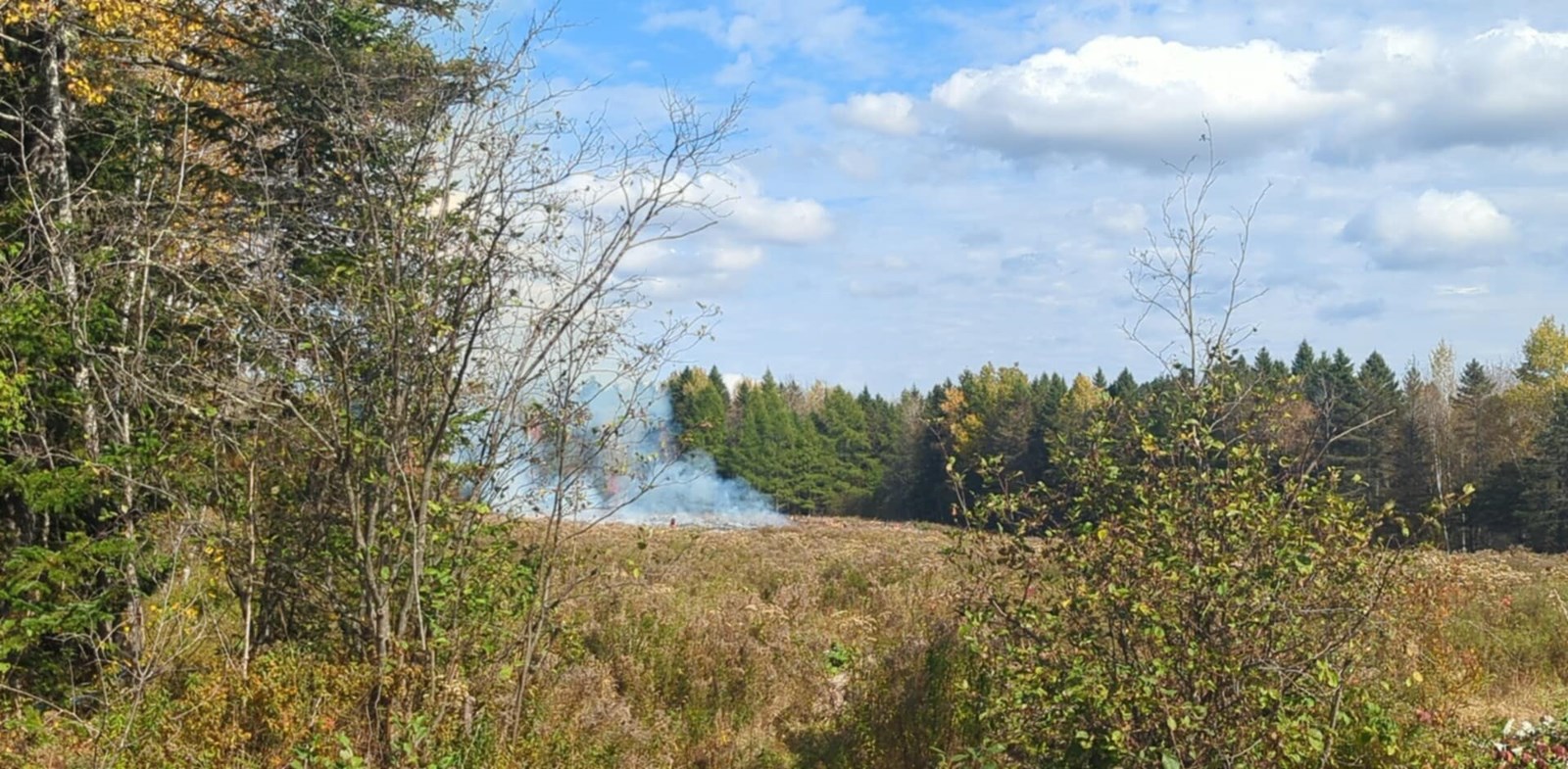 Tas de bois en feu à Saint-Georges