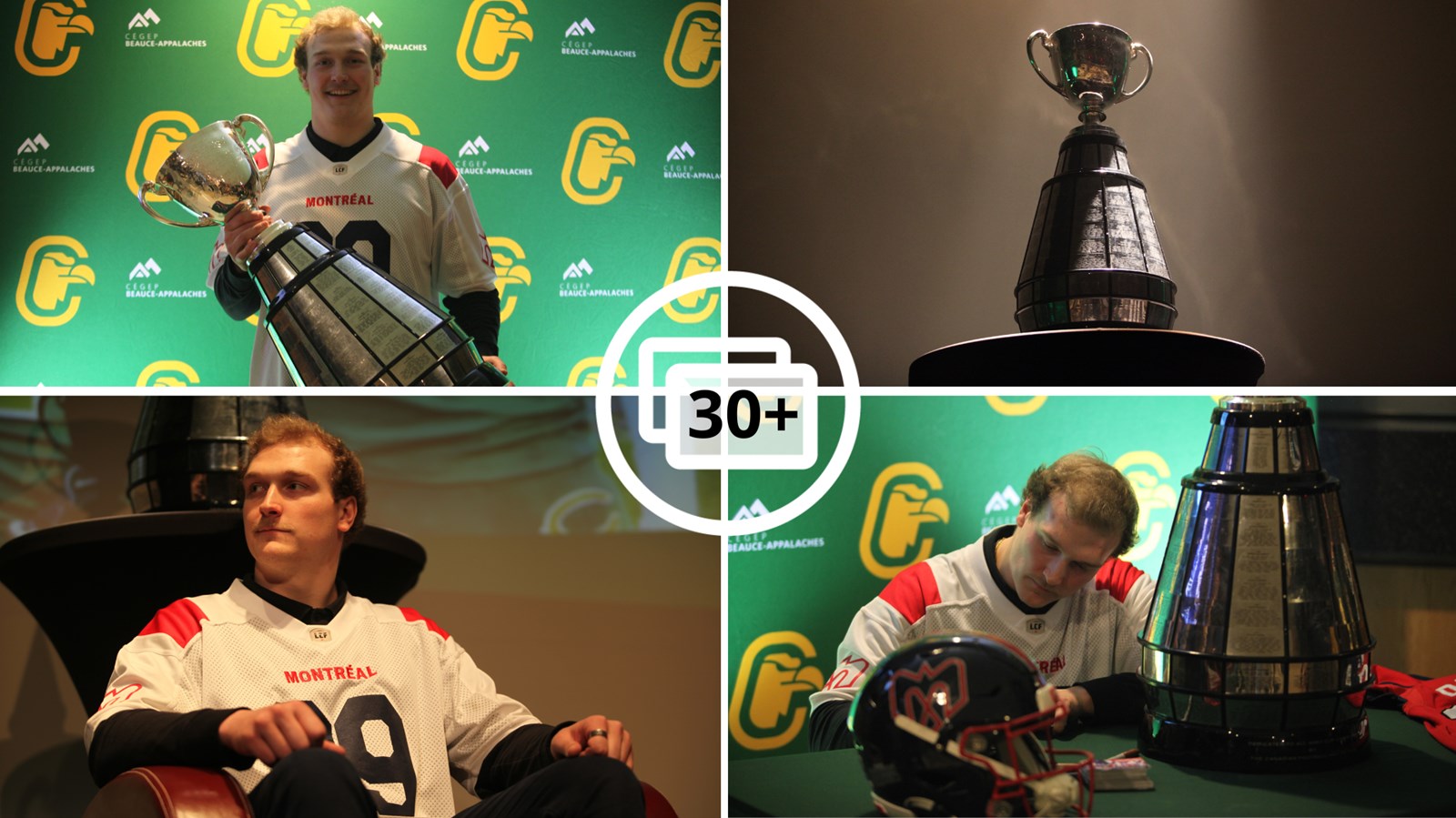 David Dallaire présente la Coupe Grey aux Condors du Cégep Beauce-Appalaches