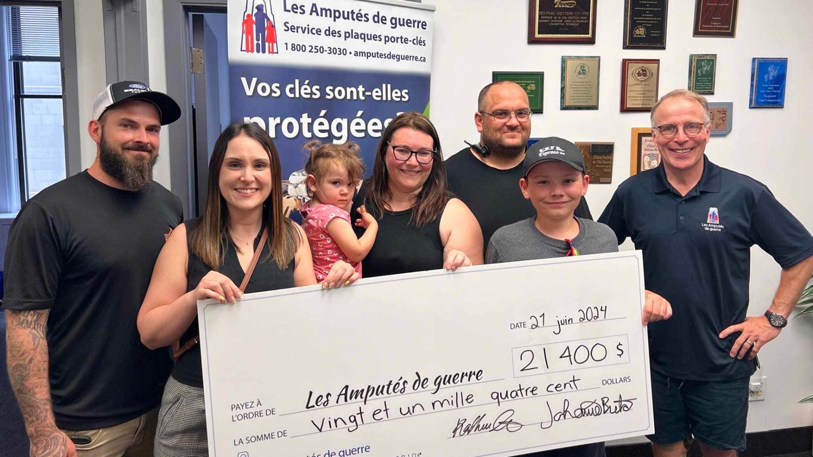 Un don de 21 400 $ aux Amputés de guerre