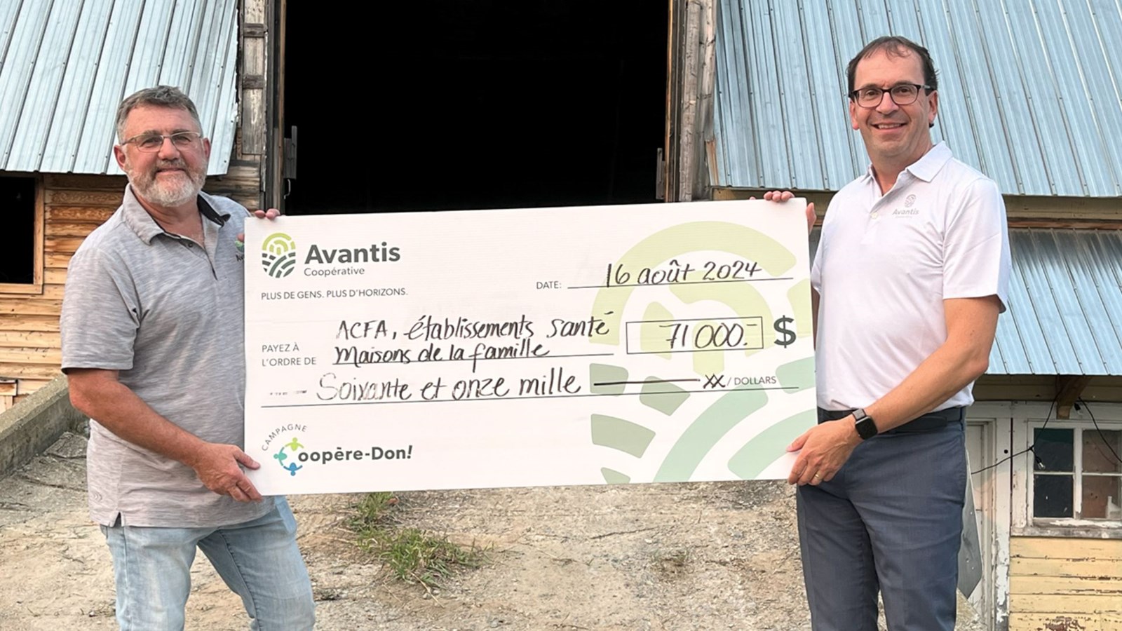 Avantis Coopérative remet 71 000 $ en région