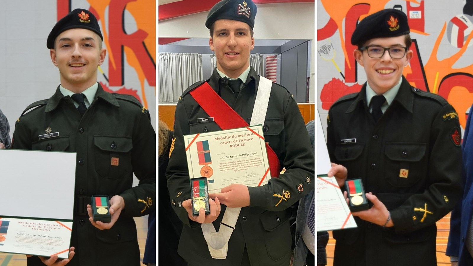 Trois cadets de la Beauce récompensés pour leur leadership exceptionnel