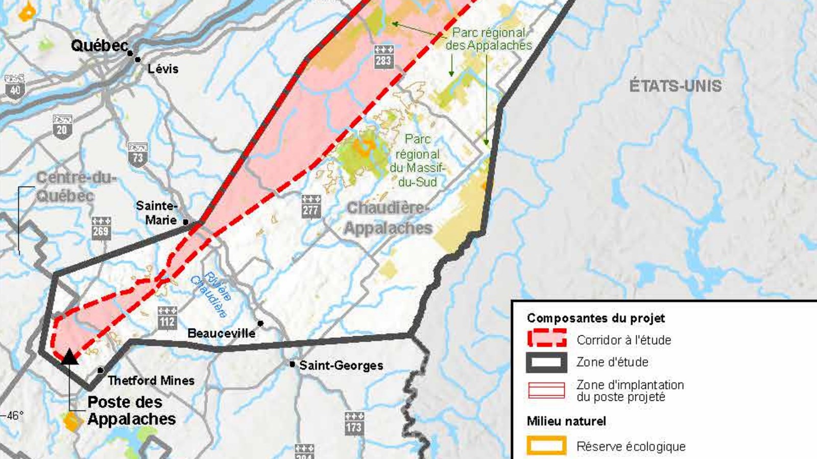 Projet Appalaches–Bas-Saint-Laurent : la Beauce dans le corridor à l’étude