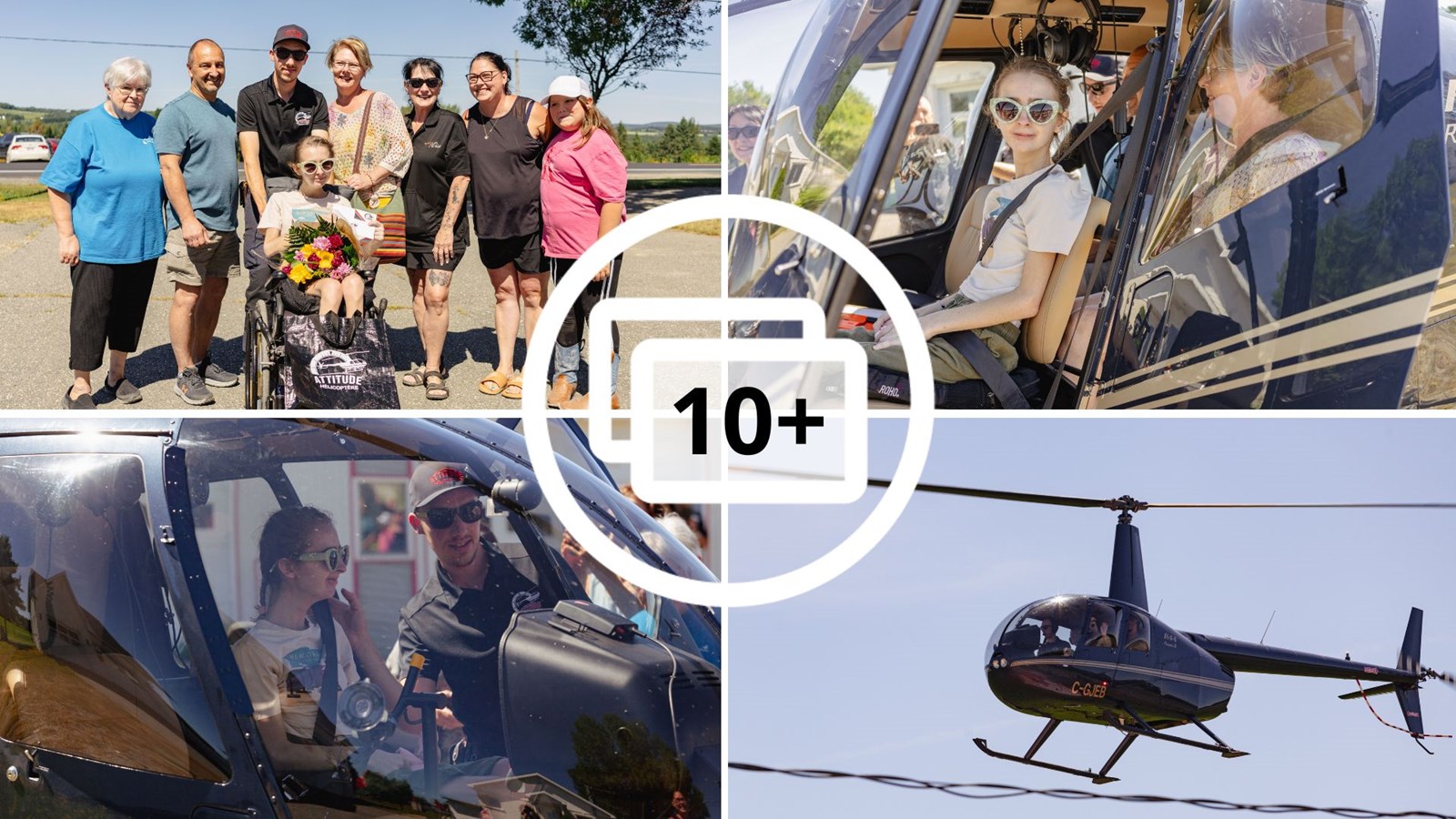 Le sourire aux lèvres, Rosalie réalise son rêve à bord d'un hélicoptère