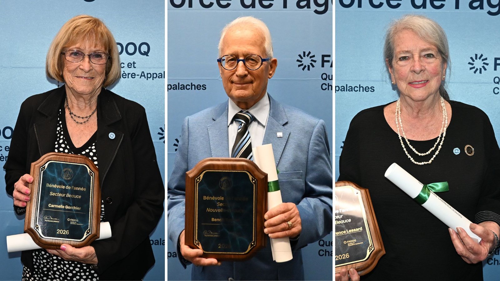 Trois bénévoles de la Beauce reconnus par la FADOQ
